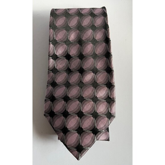 Arrow Men's Silk Necktie Purple Black Gray Geometrical Pattern - Picture 1 of 5